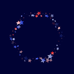 Flying red blue white star sparkles vector american patriotic background.