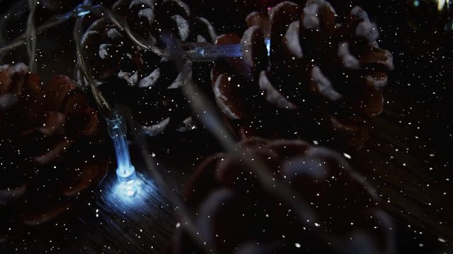 Video composition with snow over blurry  lights