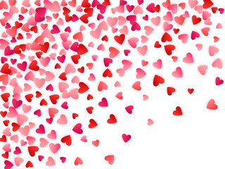 Red flying hearts bright love passion vector background.
