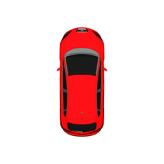 Car top view / Vehicle overhead isolated on white background, perfect use of 2d floor plans and any design project