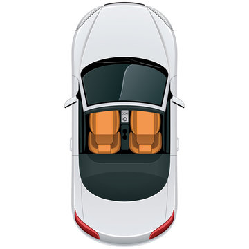 Car top view / Vehicle overhead isolated on white background, perfect use of 2d floor plans and any design project
