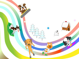 犬たちのウインタースポーツ。