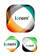 Set of geometric shape convergence logo design templates