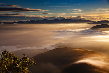 amazing sunrise seen from Sri Pada or Adam's Peak, Sri Lanka