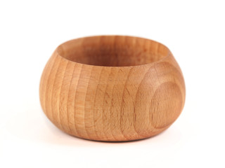 A wooden bowl on white background, kitchen utensil