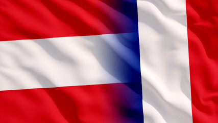 Obraz premium Waving Austria and France Flags