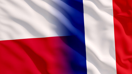 Waving Poland and France Flags