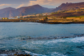 Evening sunset view of the coast near the village of Alcala..  Tenerife. Canary Islands..Spain