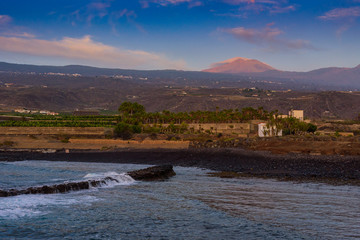 Evening sunset view of the coast near the village of Alcala..  Tenerife. Canary Islands..Spain