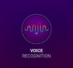 Personal assistant voice recognition concept. Artificial intelligence technologies. Sound wave logo concept for voice recognition application, website background or home smart system assistant.Vector