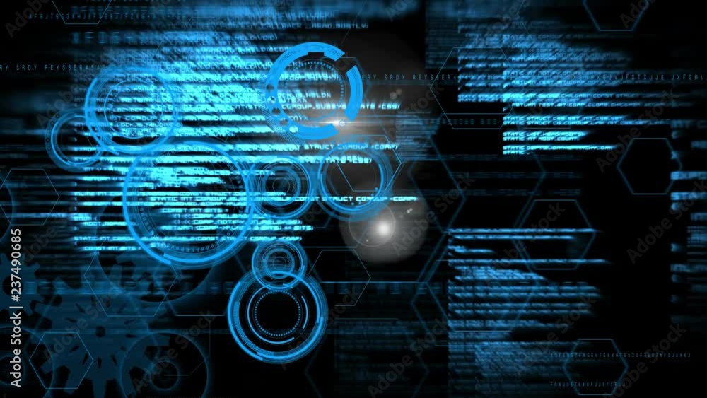 Aufkleber digital animation of interface screen and coding 4k