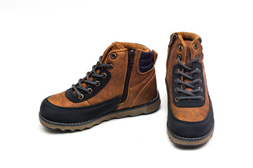 Children boots on a white background