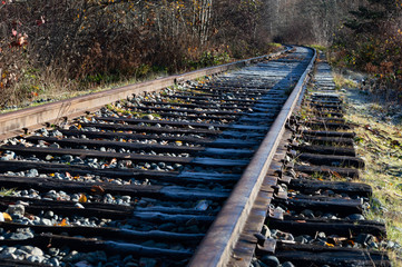 Frost on railway tracks