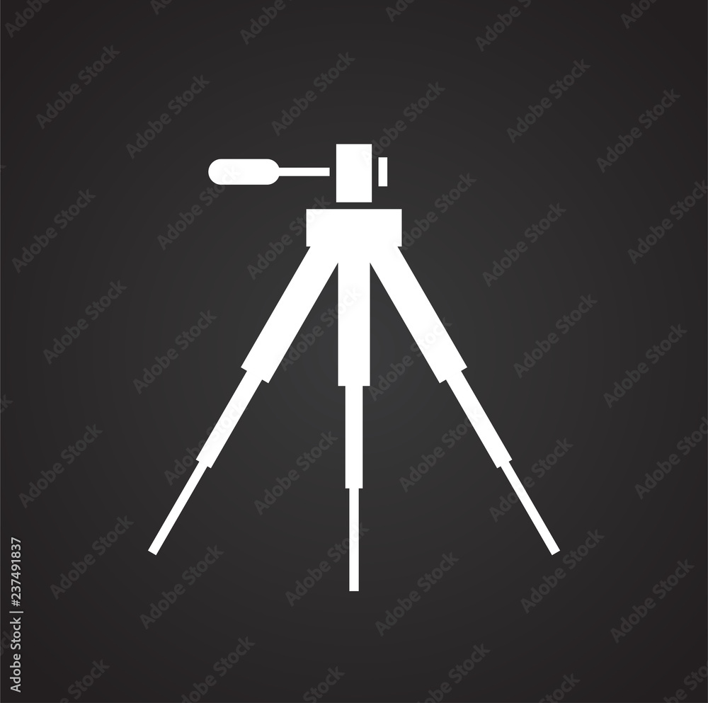 Aufkleber camera tripod icon on black background for graphic and web design, modern simple vector sign. intern