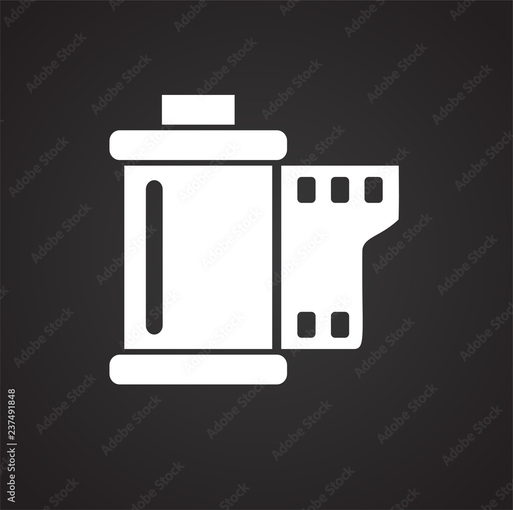 Poster film roll icon on black background for graphic and web design, modern simple vector sign. internet c