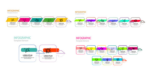 Vector Infographic thin line arrow design with icons template