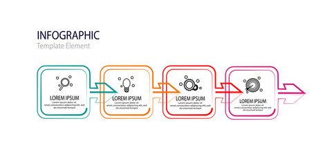 Vector Infographic thin line arrow design with icons template