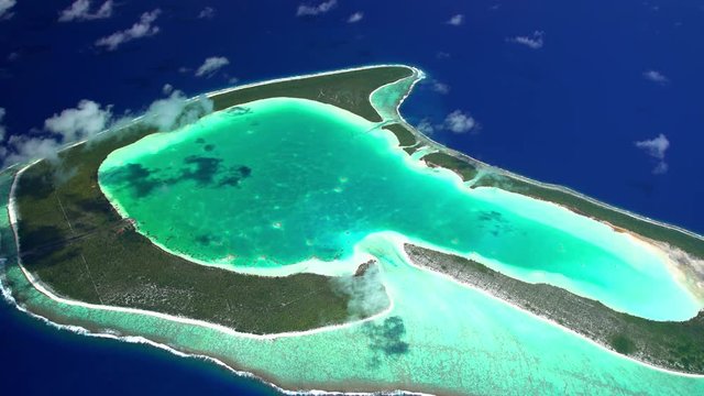 Aerial view of Tupai Heart Island French Polynesia South Pacific Ocean 