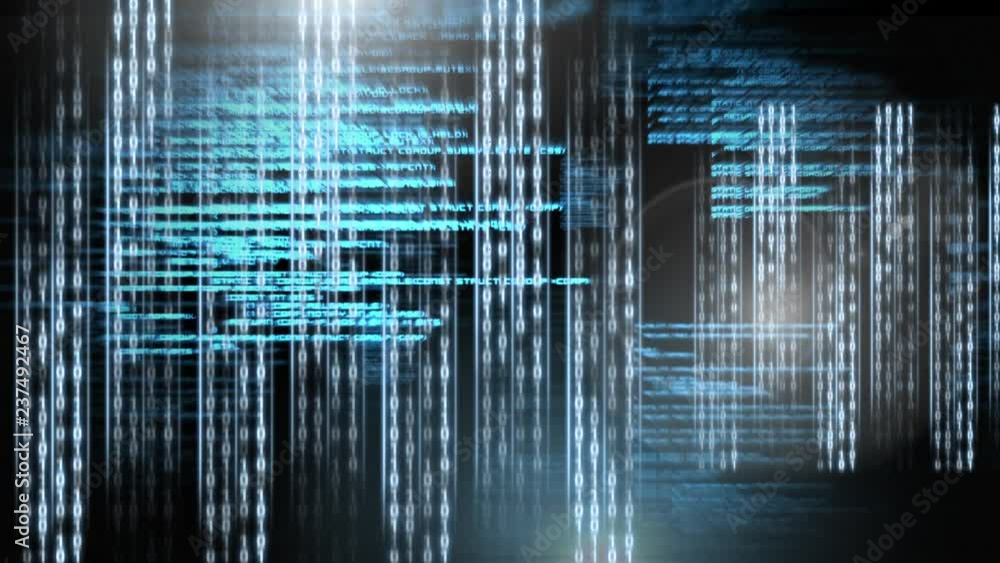 Poster digital animation of binary technology code 4k