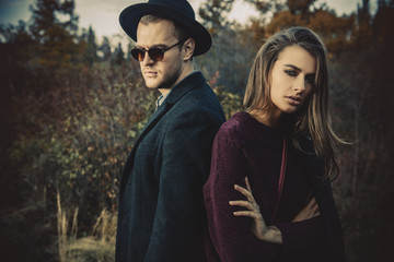 autumn walking couple