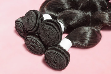 Loose wavy spiral black human hair weaves extensions bundles