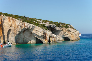 Fototapeta na wymiar sea, caves and rocks cliffs Greece
