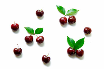 Cherries on white background