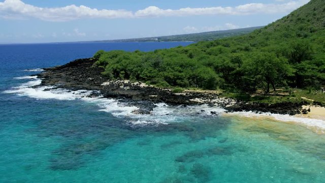 Aerial coastline view Makena beach State Park Maui