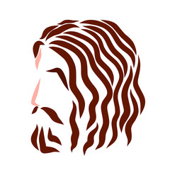 Jesus Christ, head, wavy hair, colorful pattern