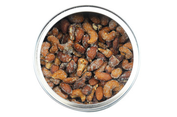 top view of roasted nuts in the can