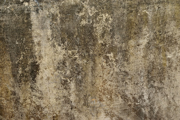 Brown and black color stain with broken line on gray surface, Abstract background on concrete wall texture