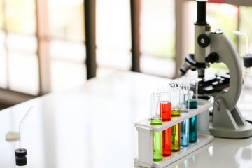 Set of Chemical tube development and pharmacy in laboratory,biochemistry and research technology concept.