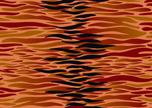 Seamless pattern with Tiger fur stripes. Beast style.