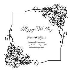 Wedding Invitation with floral hand draw vector illustration