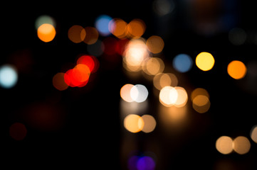 beautiful bokeh lighting in urban city