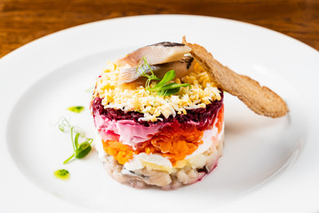 salad with beet and herring