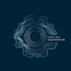 Obraz premium Bright dynamic wavy lines and dots in the circle