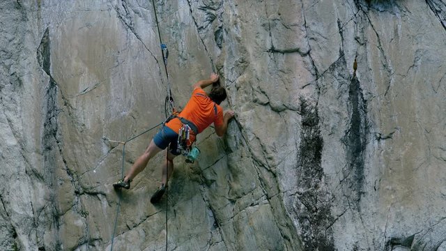 Male climber on rock wall Squamish Valley Canada