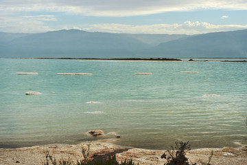 Fototapeta na wymiar Dead Sea seascape on a cloudy day
