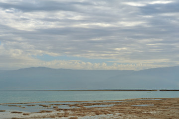 Dead Sea seascape on a cloudy day