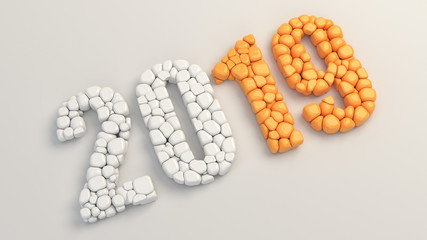 2019 number made from colorful balloons