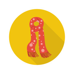 scarf icon in flat style with long shadow, isolated vector illustration on white transparent background. Winter scarf icon vector.