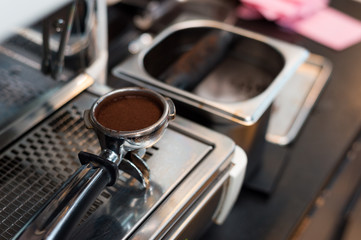 coffee powder on coffee maker