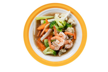stir-fried  shrimp with mixed vegetables