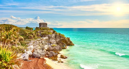 Foto op Aluminium Mexico Ruïnes van Tulum / Caribische kust van Mexico - Quintana Roo - Cancun - Riviera Maya