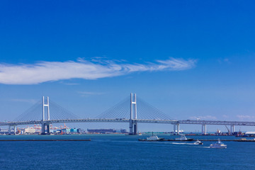 (神奈川県ｰ都市風景)横浜ベイブリッジと湾岸風景２