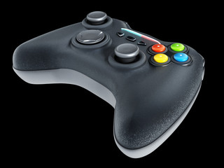 Generic game controller isolated on black background. 3D illustration