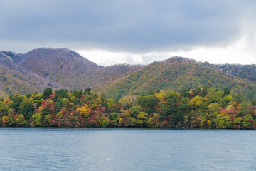 Cruise tour along Chuzenji Lake in autumn, Nikko, Japan