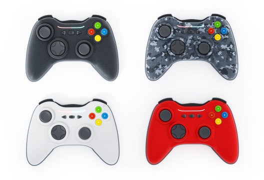 Generic game controllers isolated on white background. 3D illustration