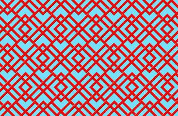 A 3D rendered red repeatable geometric graphic pattern on a light blue backgroud